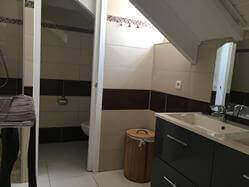 location Maison Villa Guadeloupe - SDD de la suite (chambre avec salle de douche et WC indpendant)  climatise  l'tage gauche avec lit de 160 et lit bb avec placard